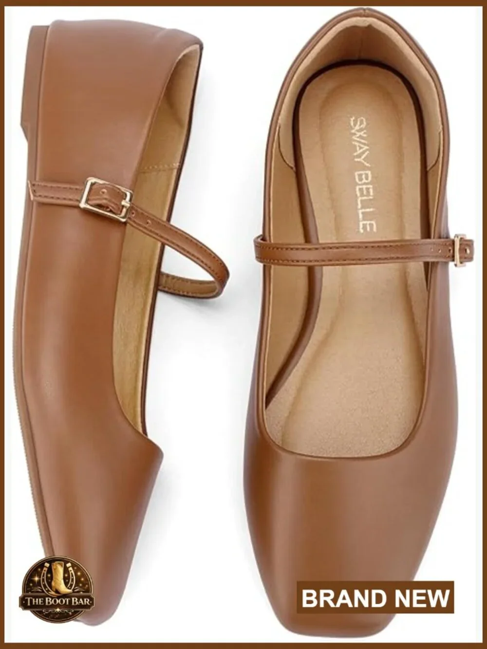Women's Mary Jane Flats Adjustable Buckle Ballet Flats Square Toe Shoe